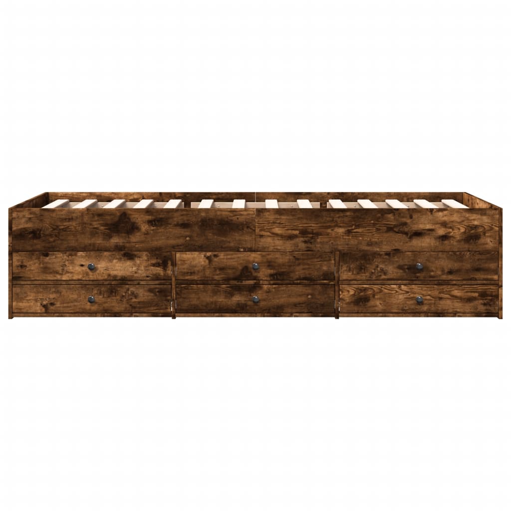 Daybed with Drawers without Mattress Smoked Oak 90x200 cm