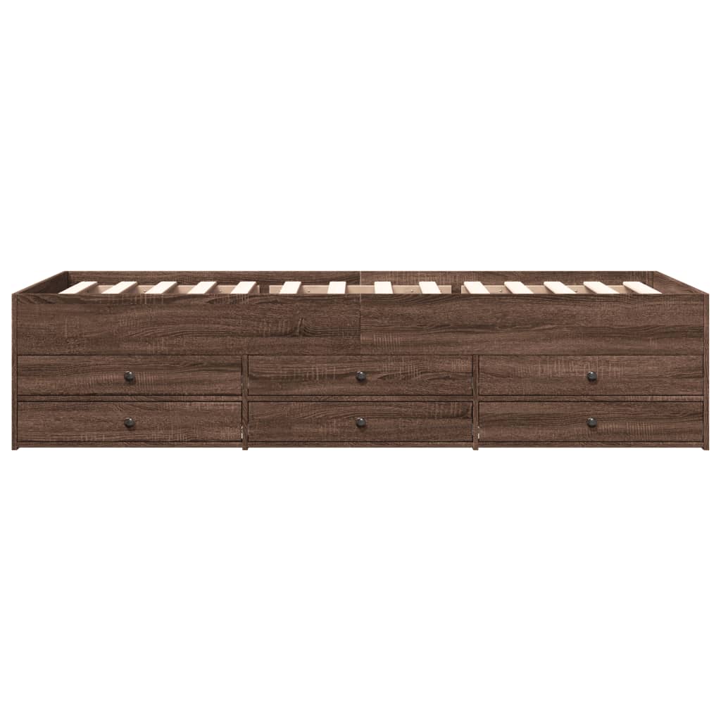 Daybed with Drawers without Mattress Brown Oak 90x200 cm