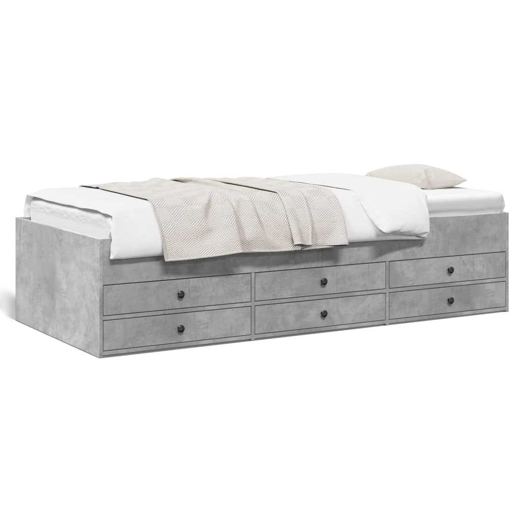 Daybed with Drawers without Mattress Concrete Grey 90x190 cm Single