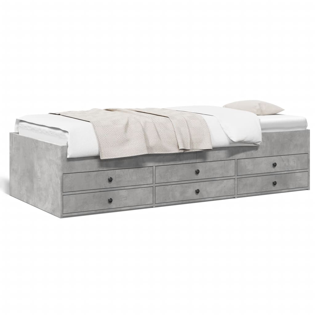 Daybed with Drawers without Mattress Concrete Grey 75x190 cm Small Single