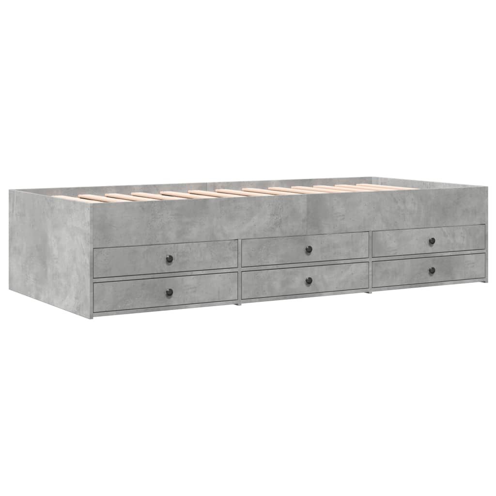 Daybed with Drawers without Mattress Concrete Grey 75x190 cm Small Single