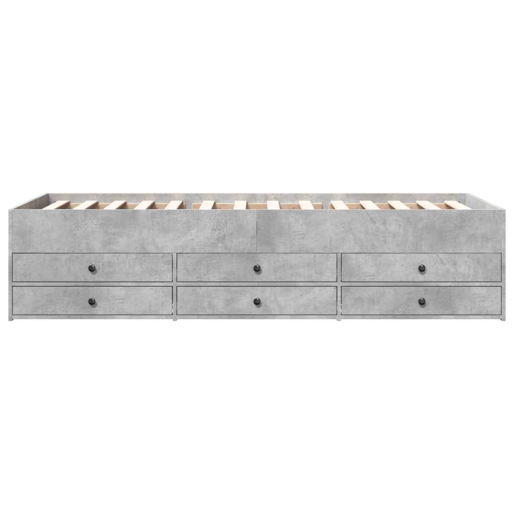 Daybed with Drawers without Mattress Concrete Grey 75x190 cm Small Single
