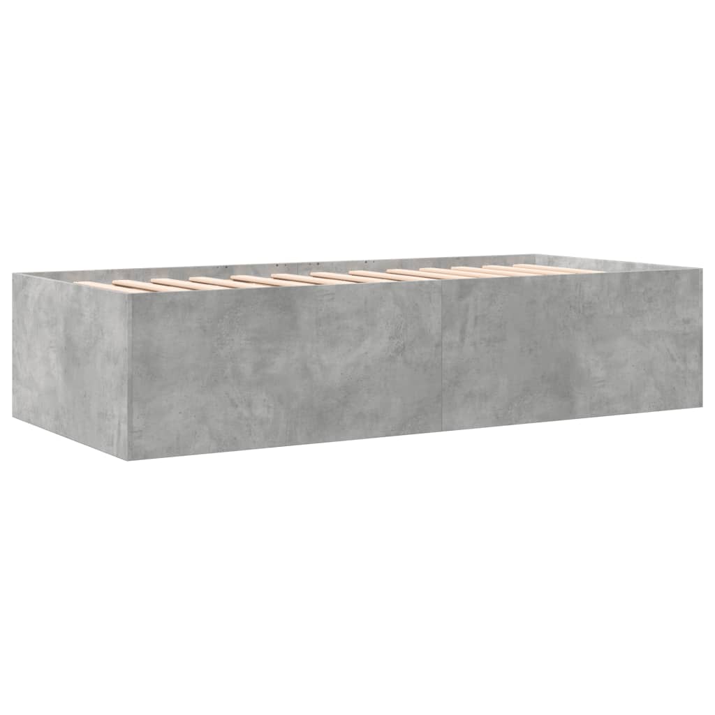Daybed with Drawers without Mattress Concrete Grey 75x190 cm Small Single