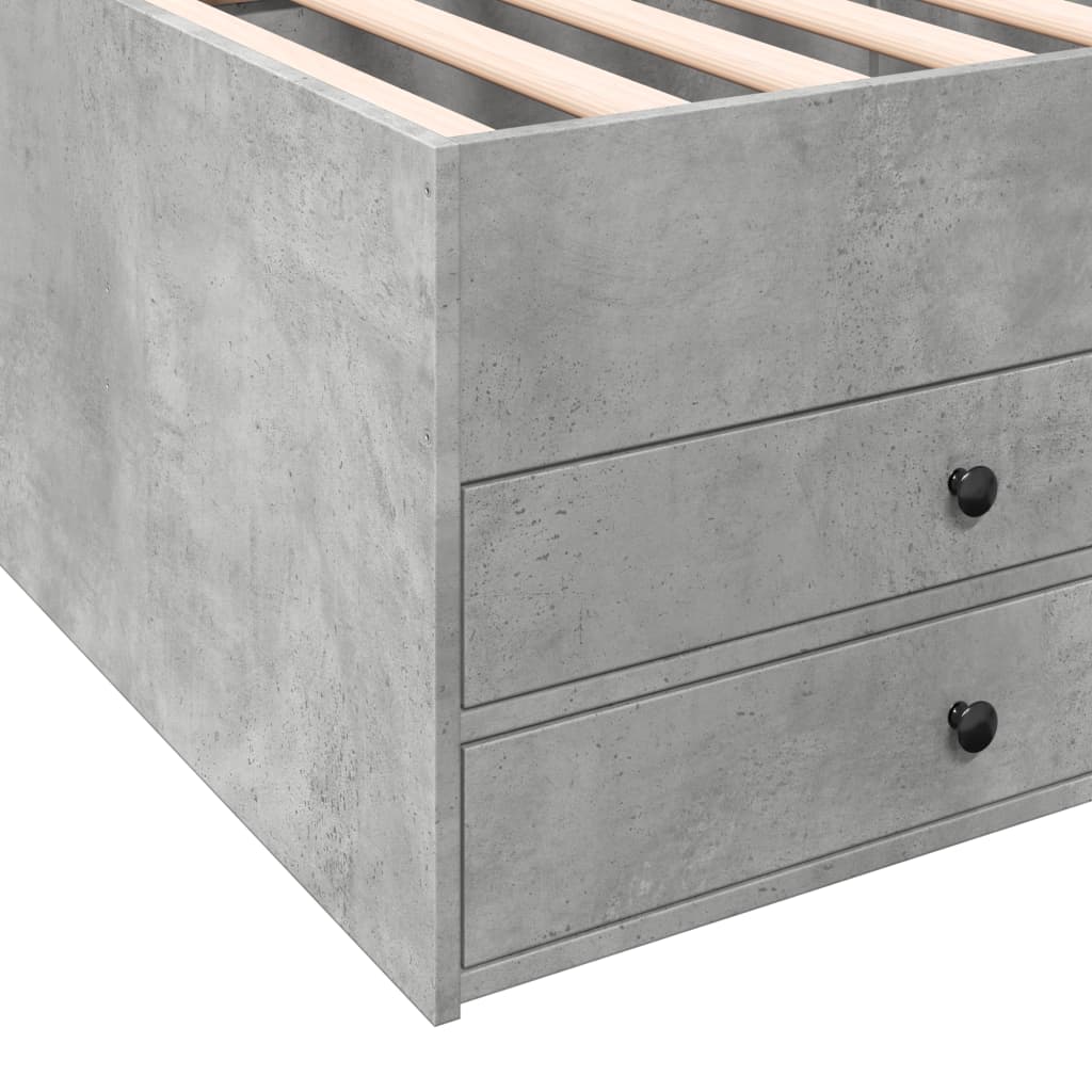 Daybed with Drawers without Mattress Concrete Grey 75x190 cm Small Single