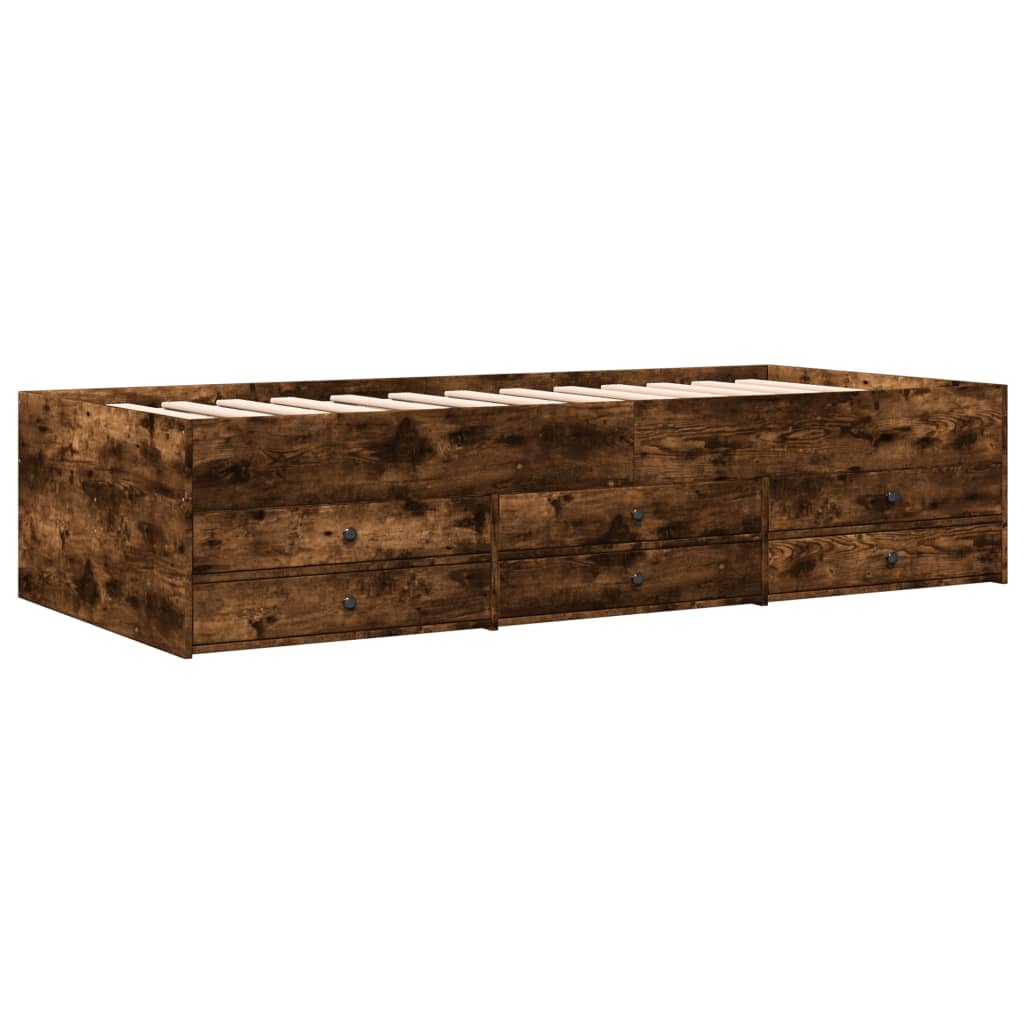 Daybed with Drawers without Mattress Smoked Oak 75x190 cm Small Single