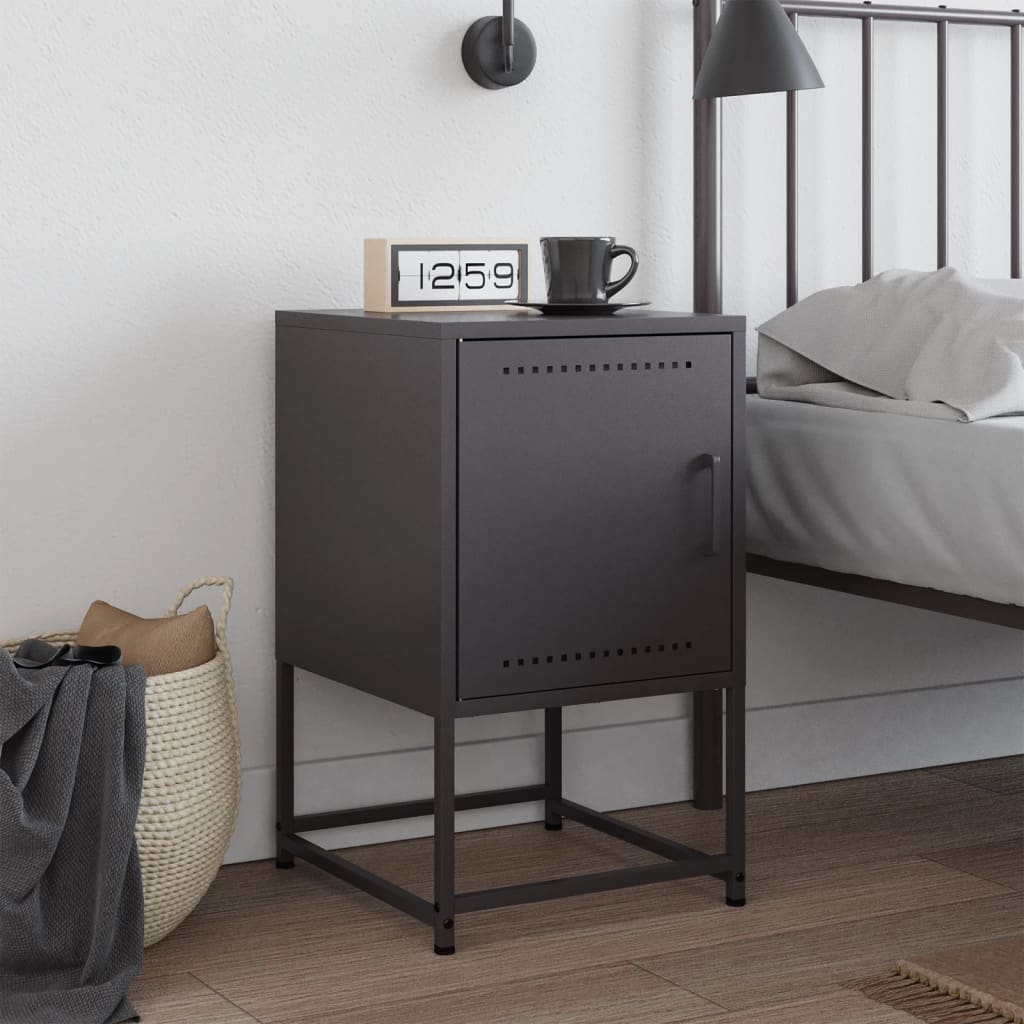 Bedside Cabinet Black 36x39x60.5 cm Steel