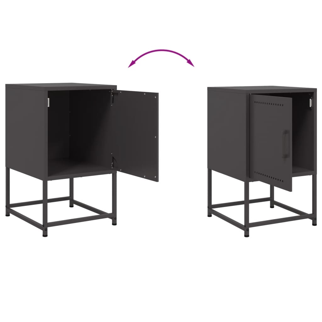 Bedside Cabinet Black 36x39x60.5 cm Steel