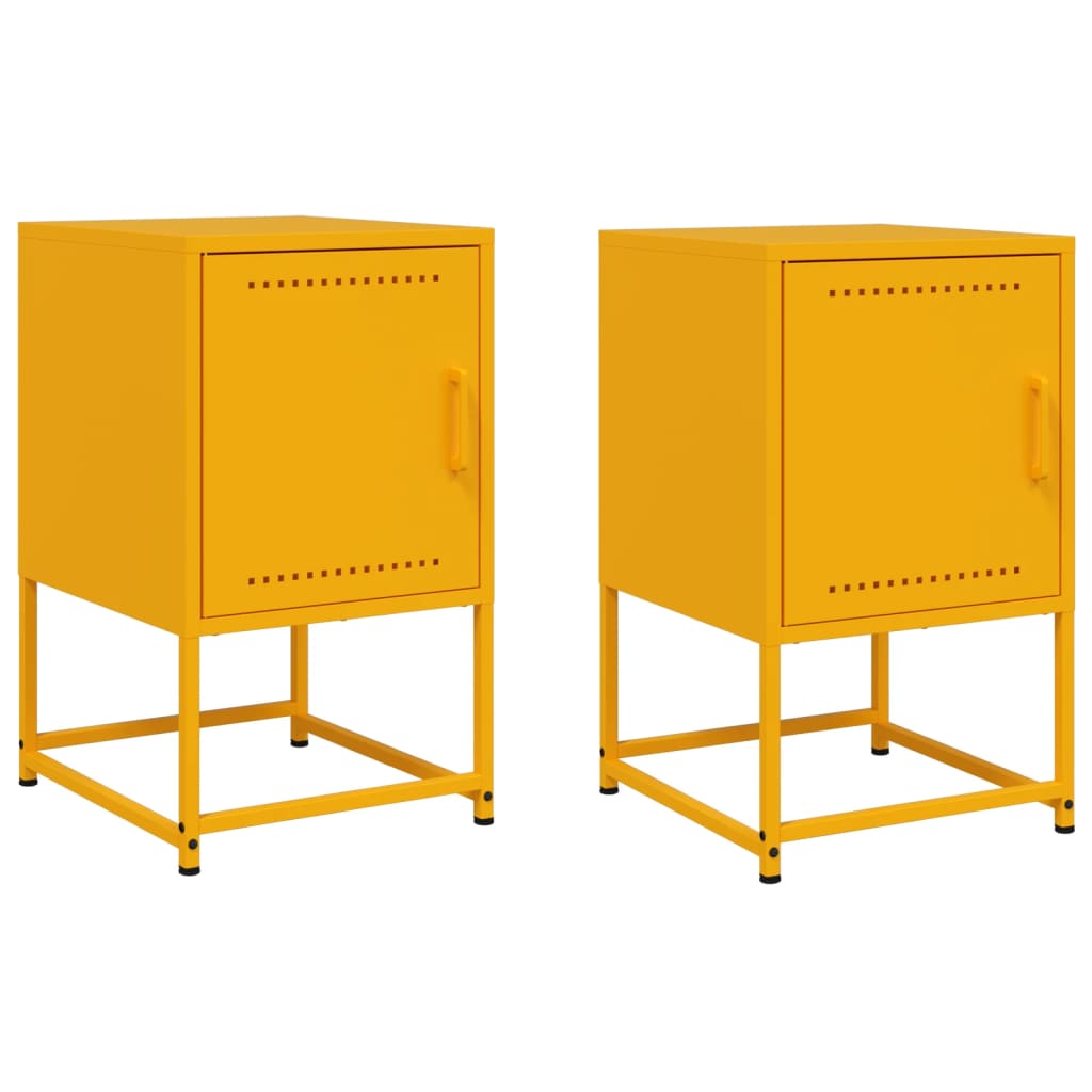 Bedside Cabinets 2 pcs Mustard Yellow 36x39x60.5 cm Steel