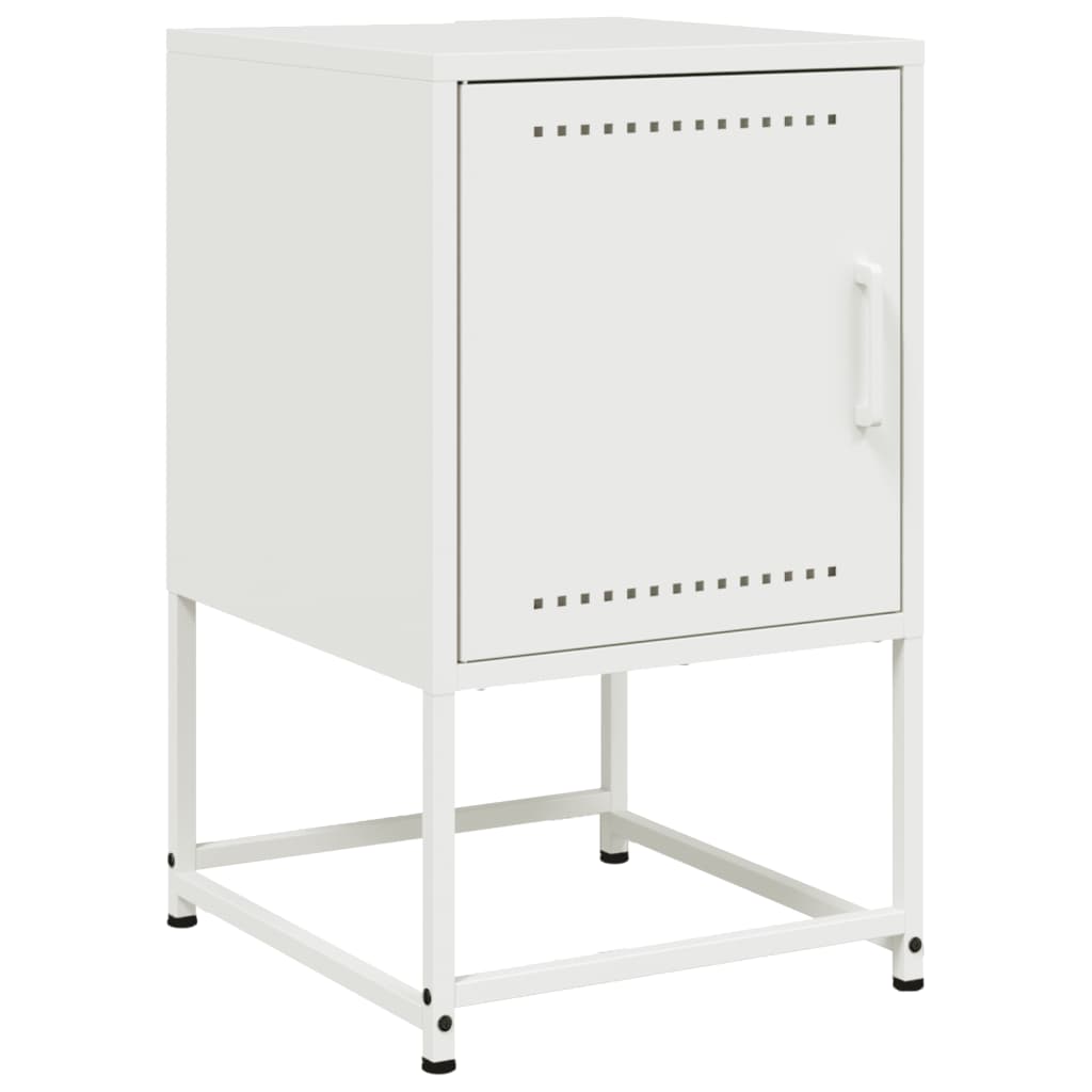 Bedside Cabinet White 36x39x60.5 cm Steel