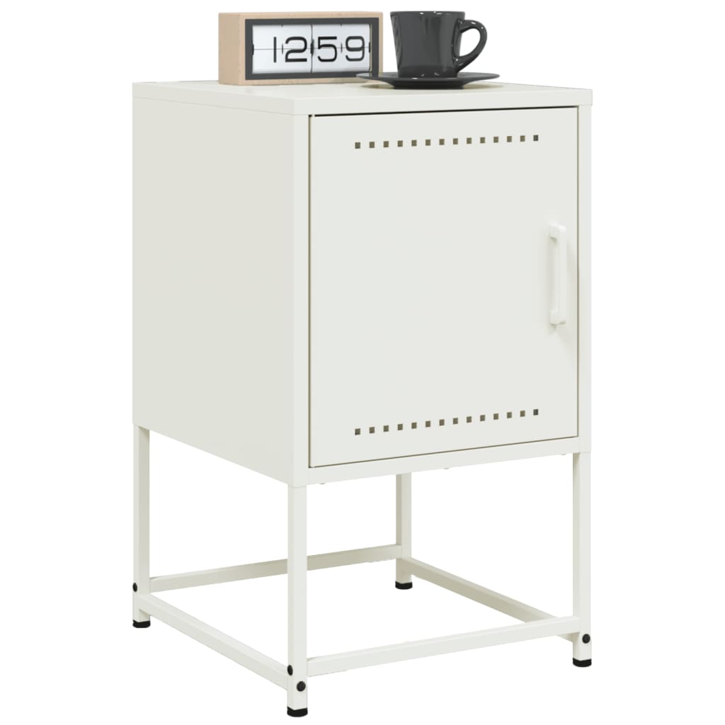 Bedside Cabinet White 36x39x60.5 cm Steel