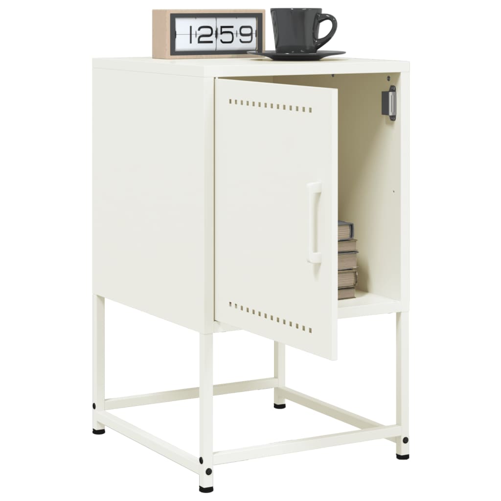 Bedside Cabinet White 36x39x60.5 cm Steel