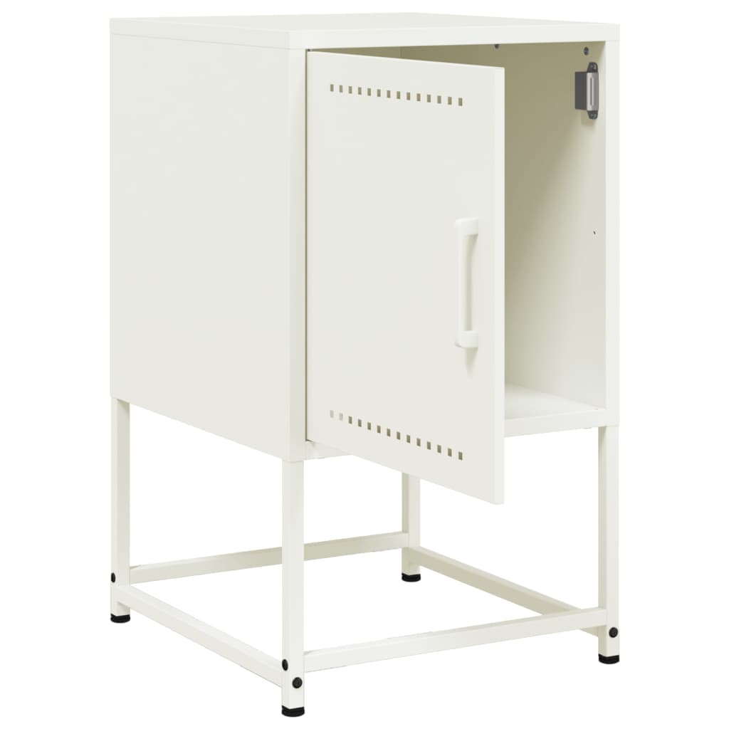 Bedside Cabinet White 36x39x60.5 cm Steel