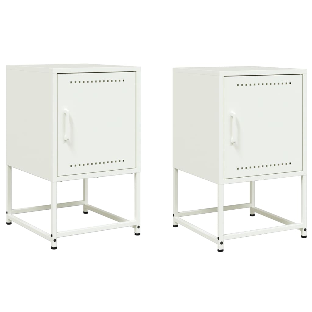 Bedside Cabinets 2 pcs White 36x39x60.5 cm Steel