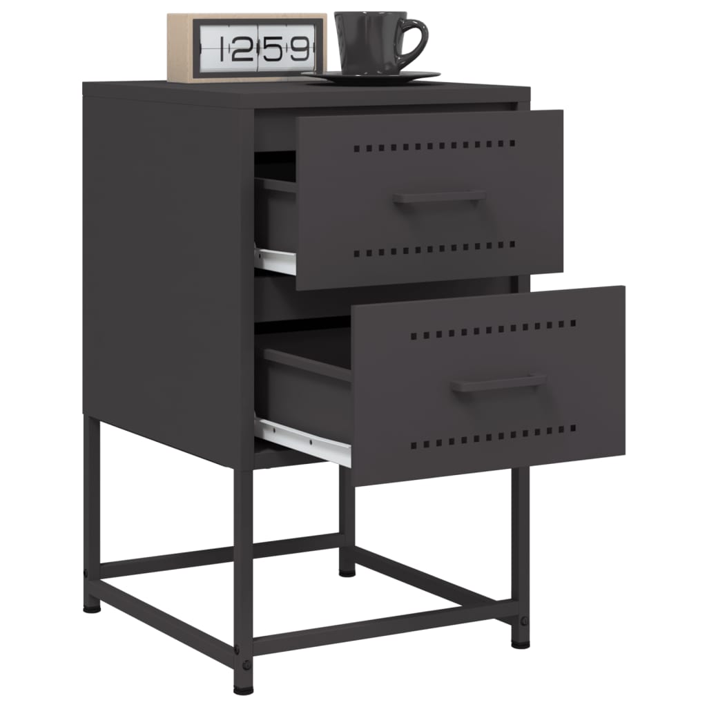 Bedside Cabinets 2 pcs Black 36x39x60.5 cm Steel