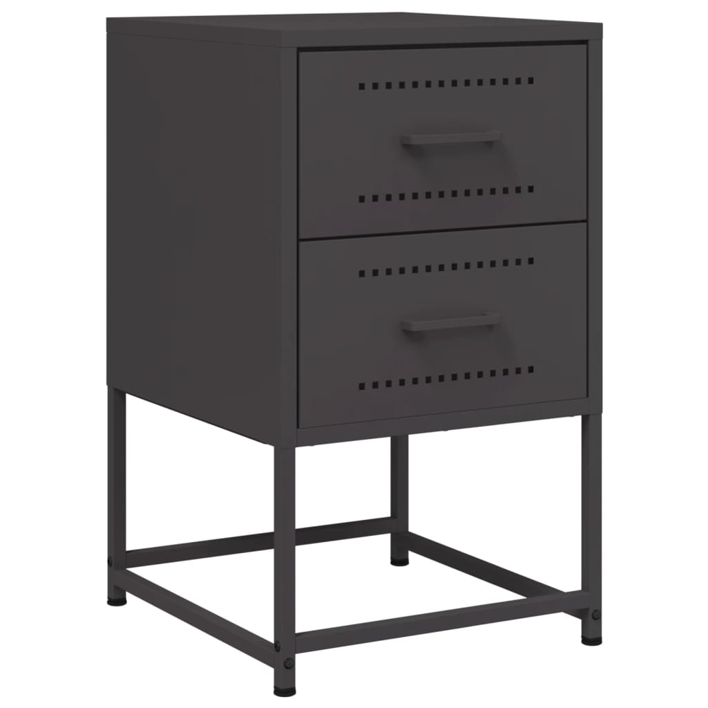 Bedside Cabinets 2 pcs Black 36x39x60.5 cm Steel