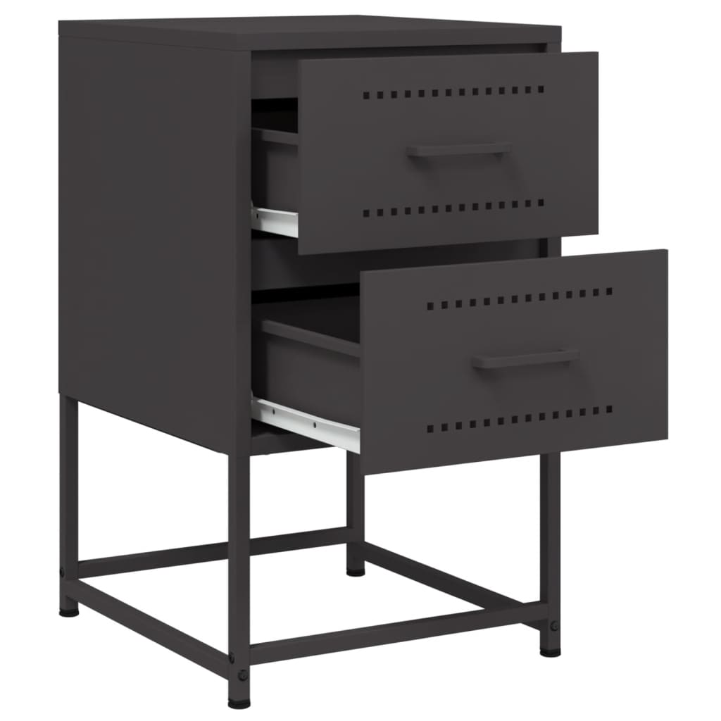 Bedside Cabinets 2 pcs Black 36x39x60.5 cm Steel