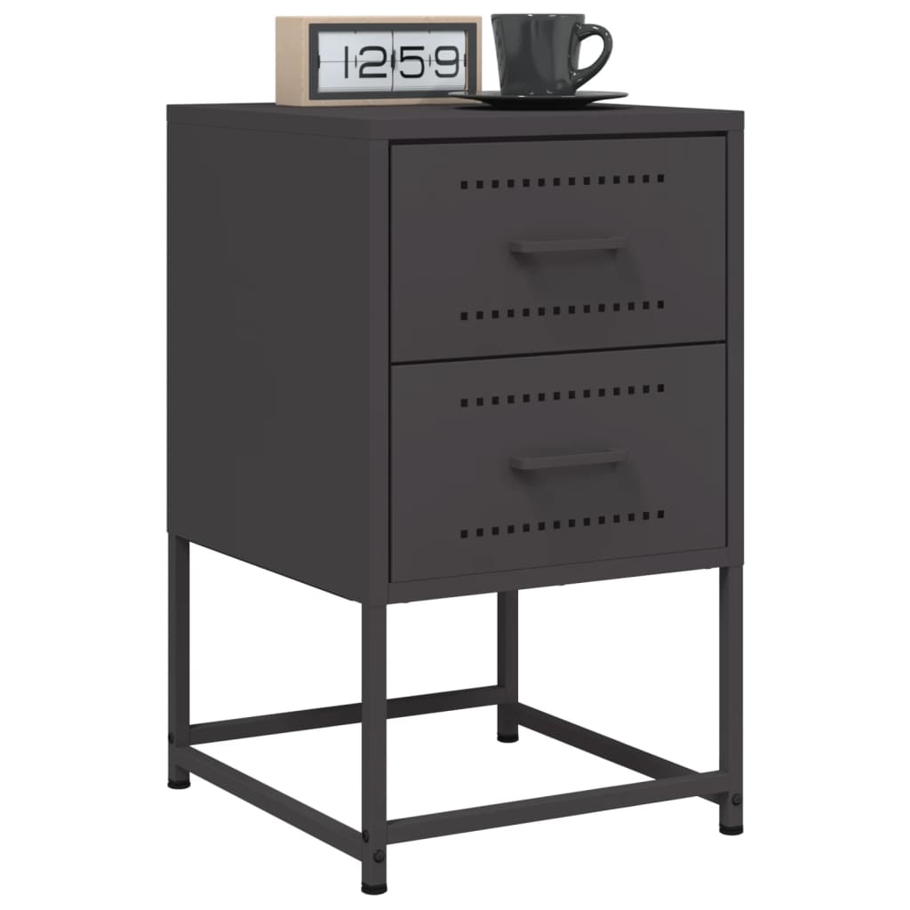 Bedside Cabinets 2 pcs Black 36x39x60.5 cm Steel