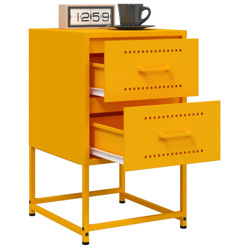 Bedside Cabinets 2 pcs Mustard Yellow 36x39x60.5 cm Steel