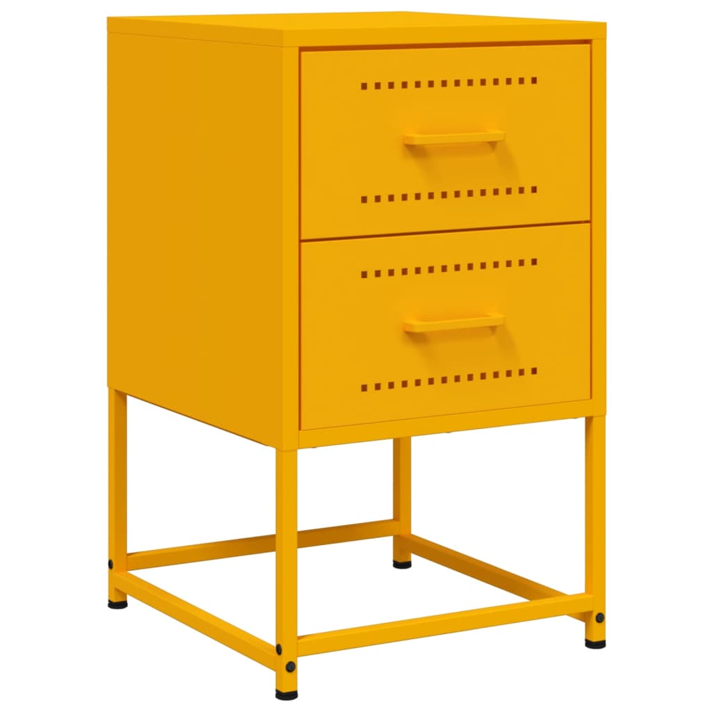 Bedside Cabinets 2 pcs Mustard Yellow 36x39x60.5 cm Steel