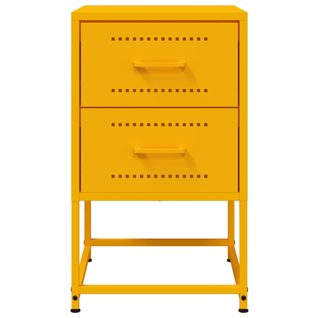 Bedside Cabinets 2 pcs Mustard Yellow 36x39x60.5 cm Steel