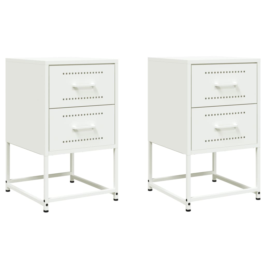 Bedside Cabinets 2 pcs White 36x39x60.5 cm Steel