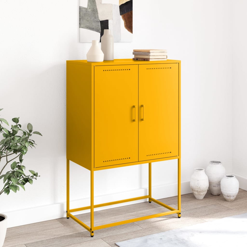 Highboard Mustard Yellow 68.5x38.5x107 cm Steel