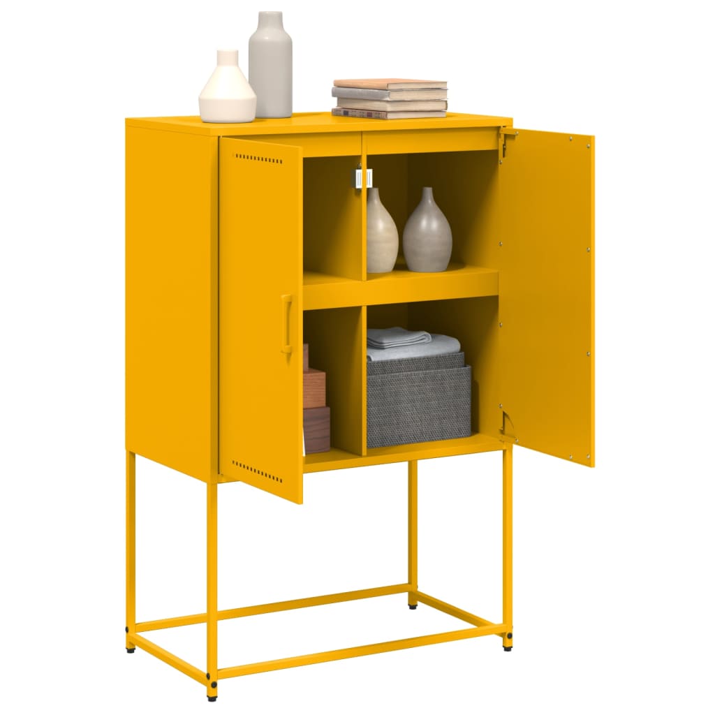 Highboard Mustard Yellow 68.5x38.5x107 cm Steel