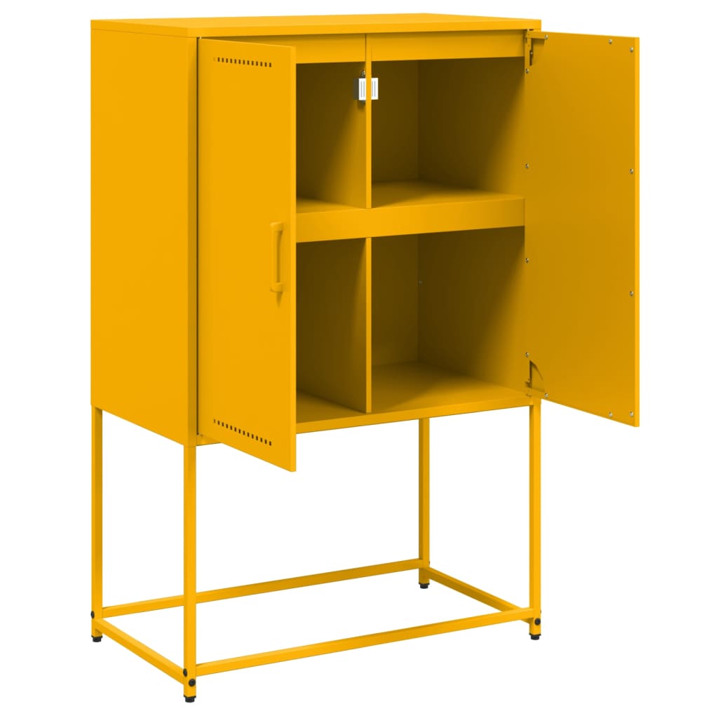 Highboard Mustard Yellow 68.5x38.5x107 cm Steel