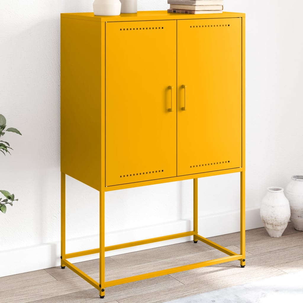 Highboard Mustard Yellow 68.5x38.5x107 cm Steel