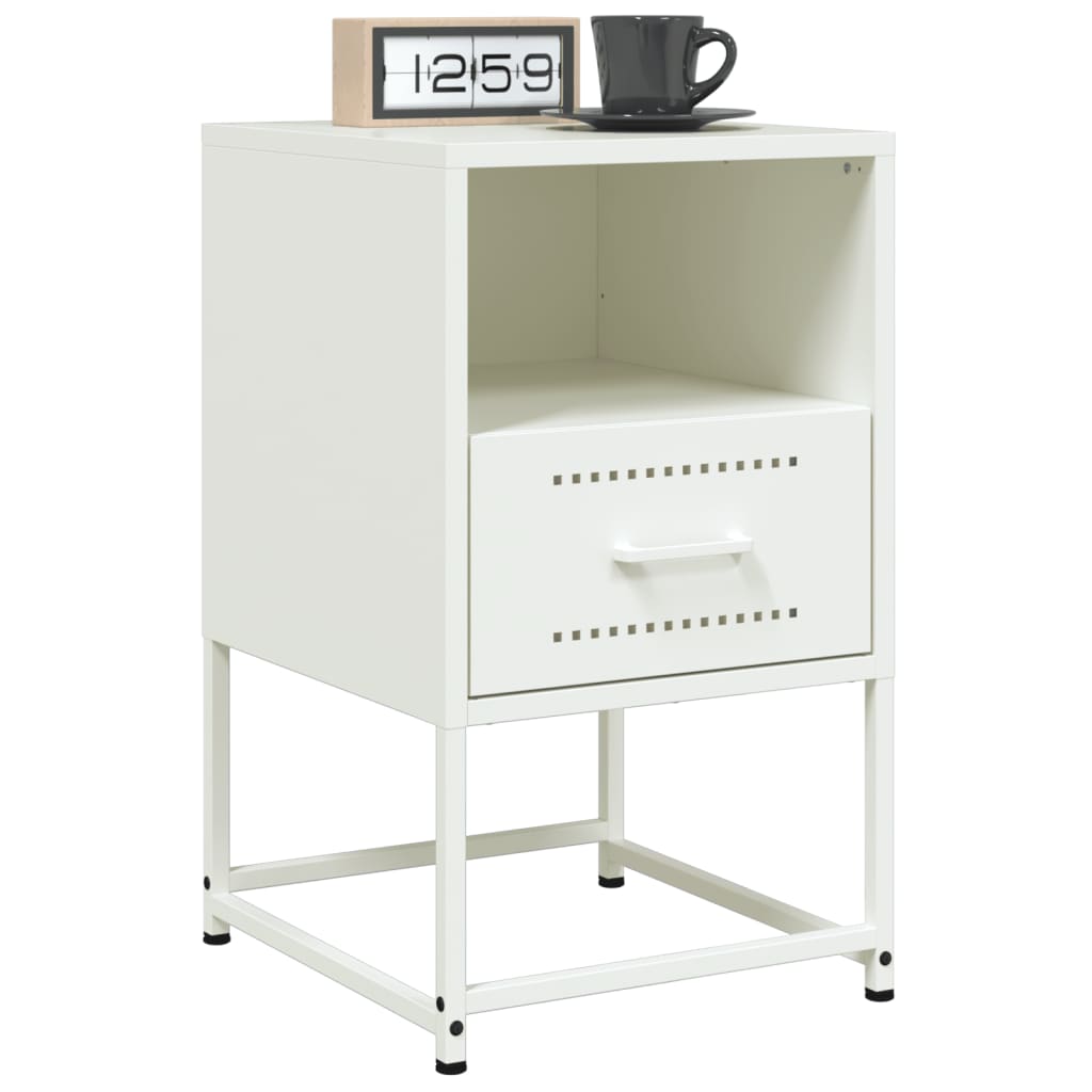 Bedside Cabinet White 36x39x60.5 cm Steel