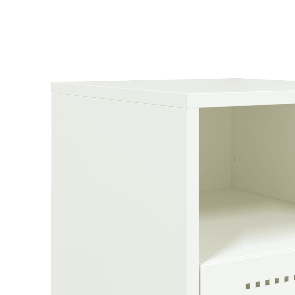 Bedside Cabinet White 36x39x60.5 cm Steel