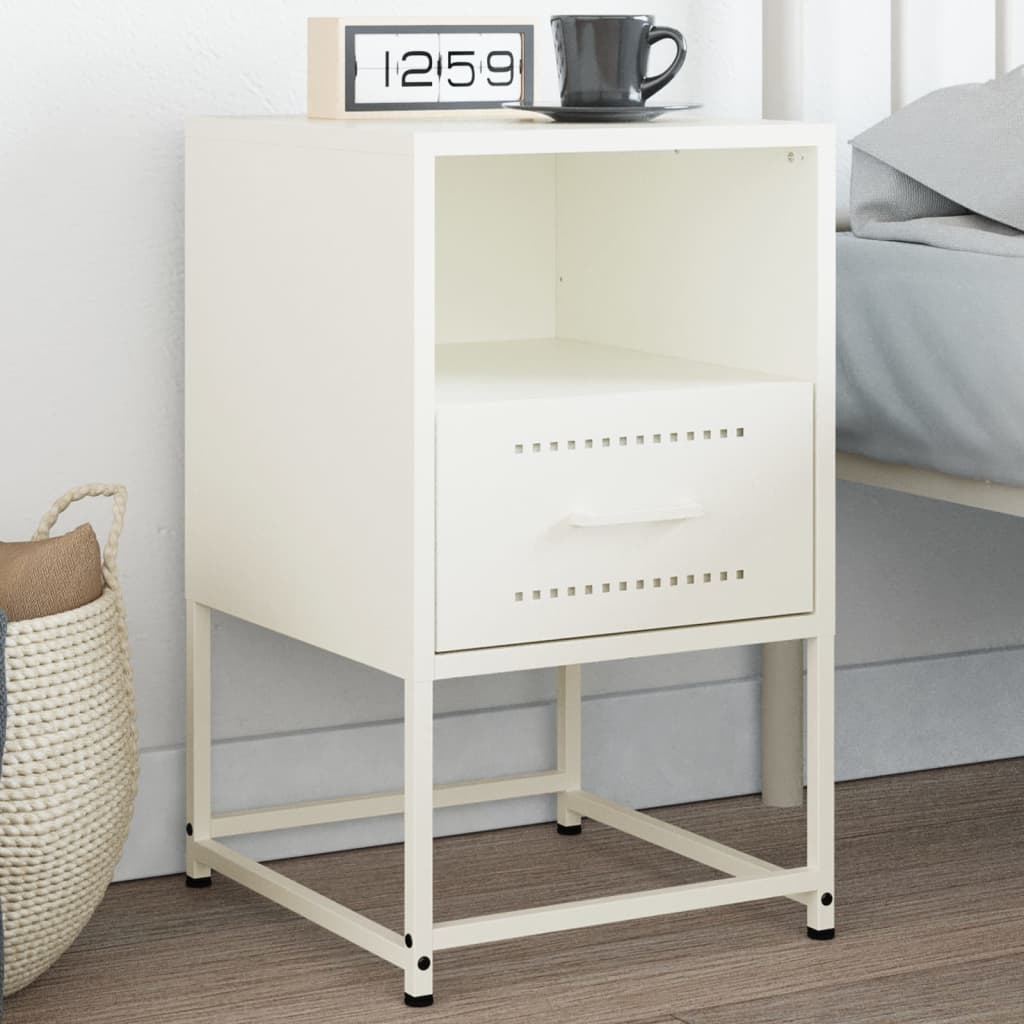Bedside Cabinet White 36x39x60.5 cm Steel