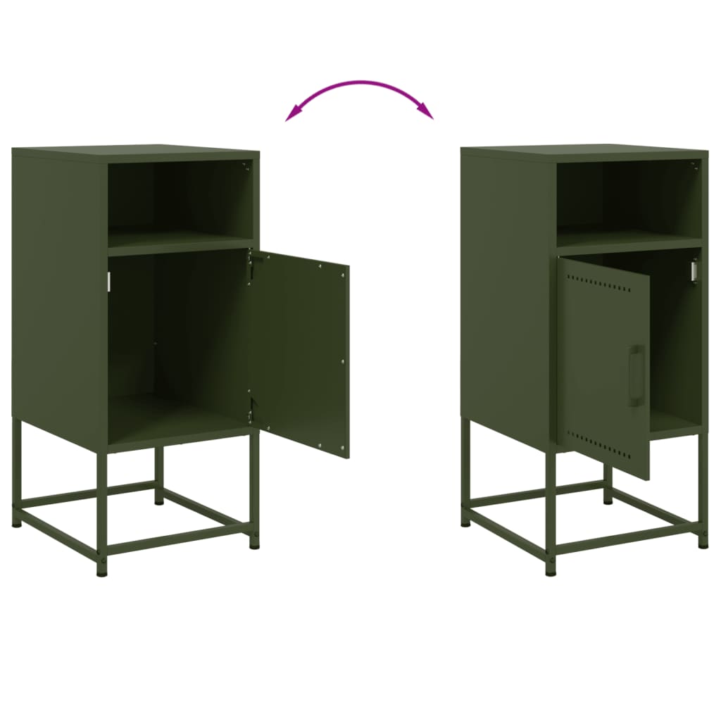 Bedside Cabinet Olive Green 36x39x78 cm Steel