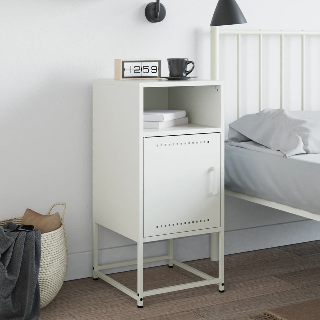 Bedside Cabinet White 36x39x78 cm Steel