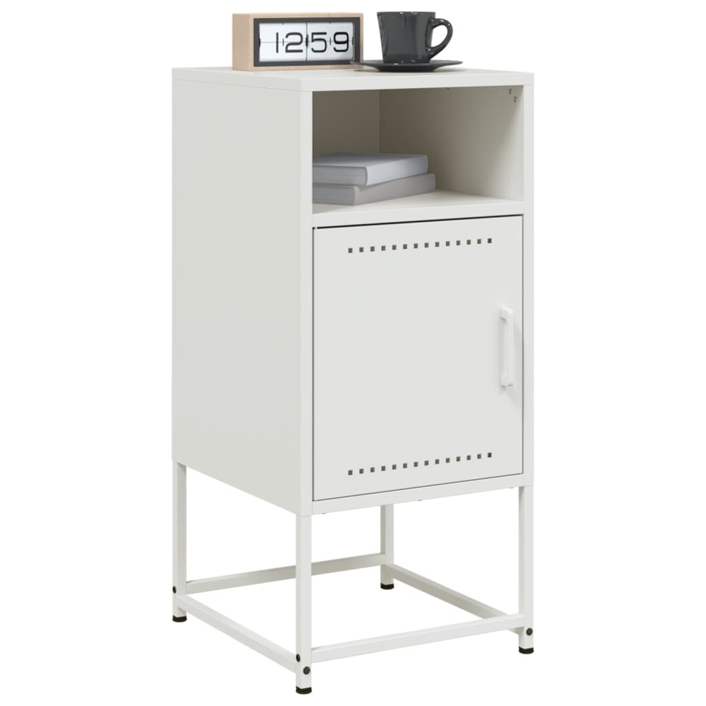 Bedside Cabinet White 36x39x78 cm Steel