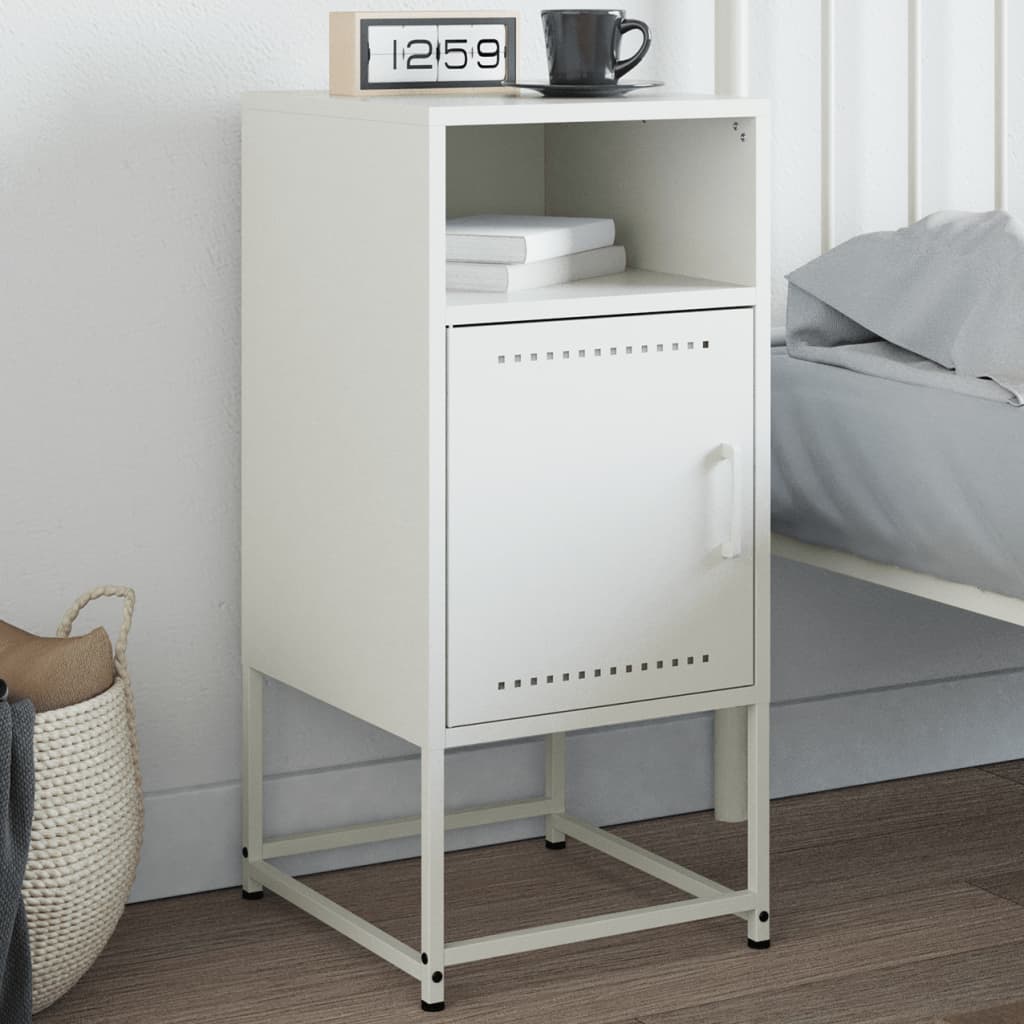 Bedside Cabinet White 36x39x78 cm Steel