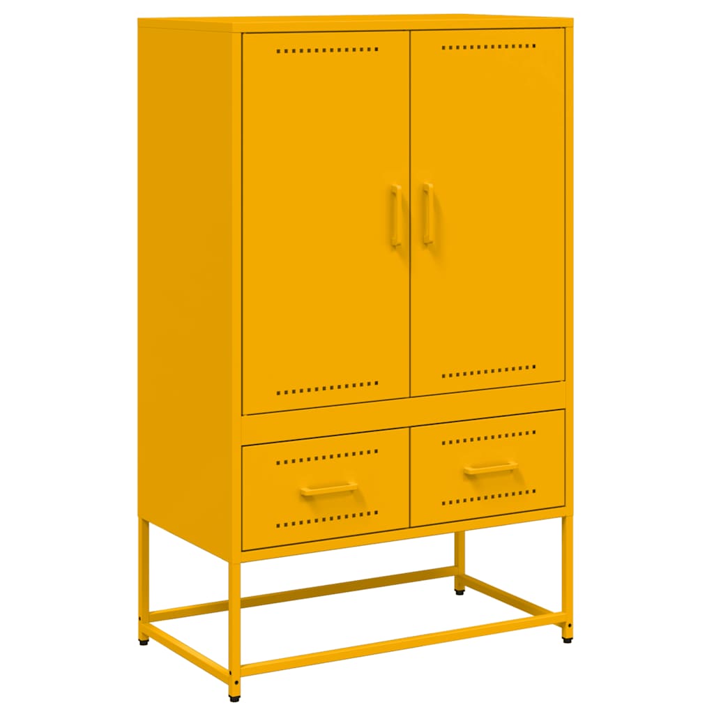 Highboard Mustard Yellow 68x39x111.5 cm Steel