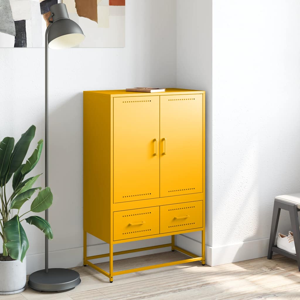 Highboard Mustard Yellow 68x39x111.5 cm Steel