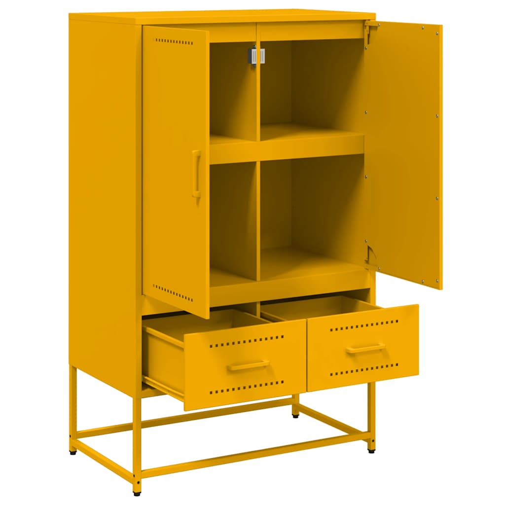 Highboard Mustard Yellow 68x39x111.5 cm Steel