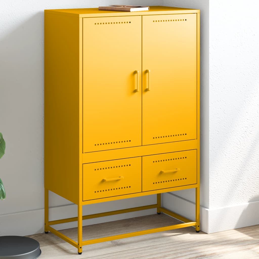 Highboard Mustard Yellow 68x39x111.5 cm Steel