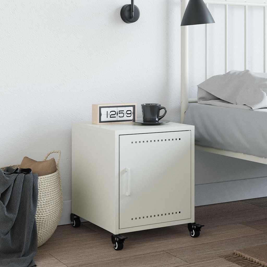 Bedside Cabinet White 36x39x43.5 cm Steel