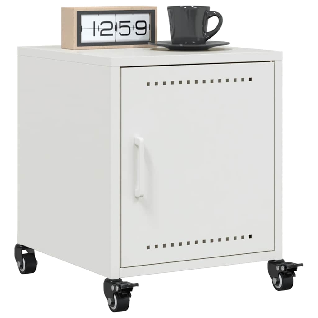 Bedside Cabinet White 36x39x43.5 cm Steel