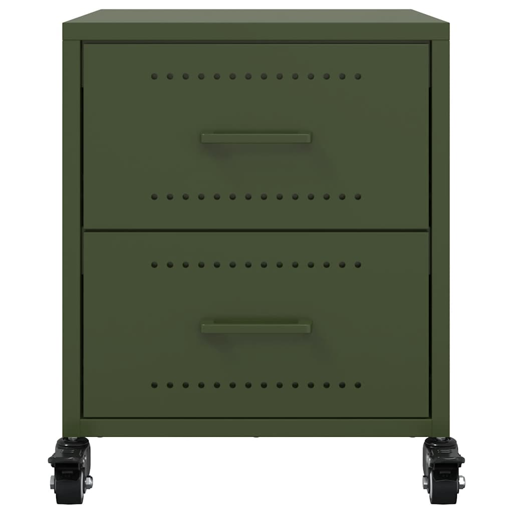 Bedside Cabinets 2 pcs Olive Green 36x39x43.5 cm Steel
