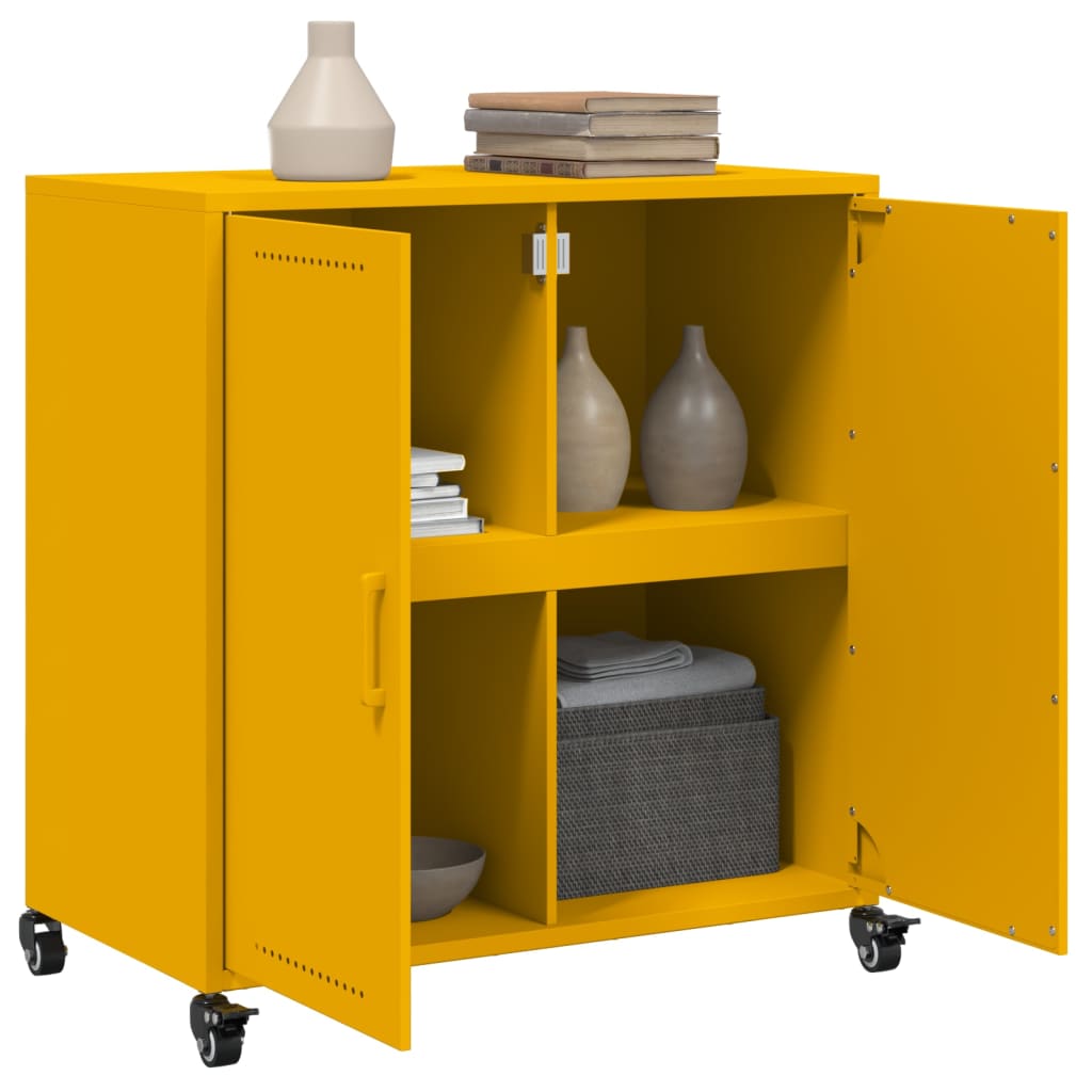 Sideboard Mustard Yellow 68x39x72 cm Steel