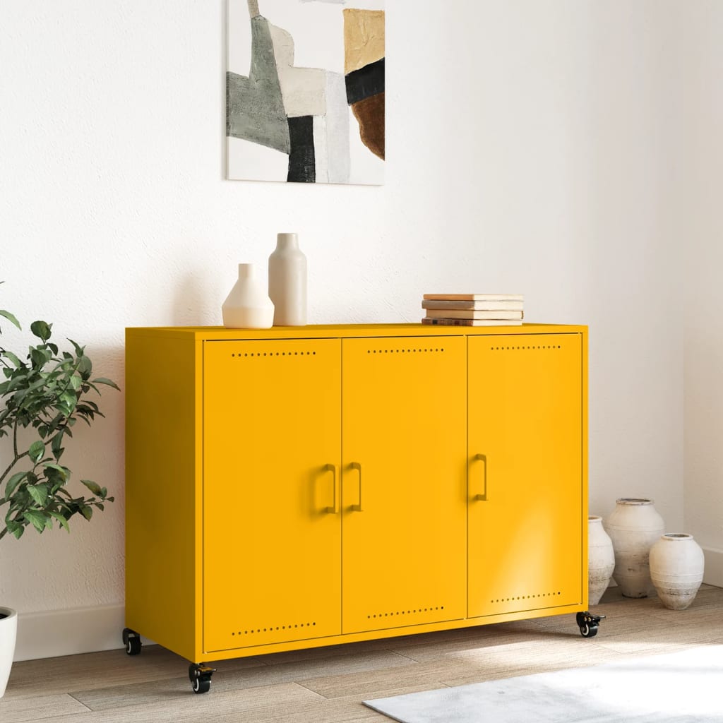 Sideboard Mustard Yellow 100.5x39x72 cm Steel