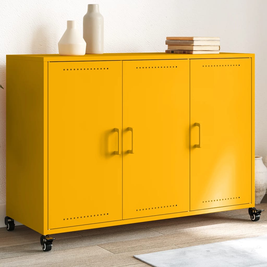 Sideboard Mustard Yellow 100.5x39x72 cm Steel