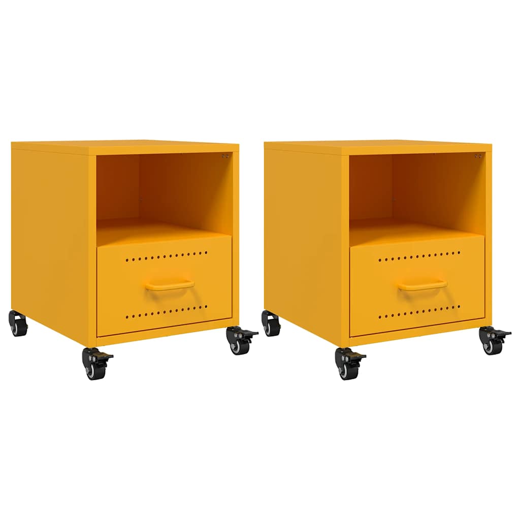 Bedside Cabinets 2 pcs Mustard Yellow 36x39x43.5 cm Steel