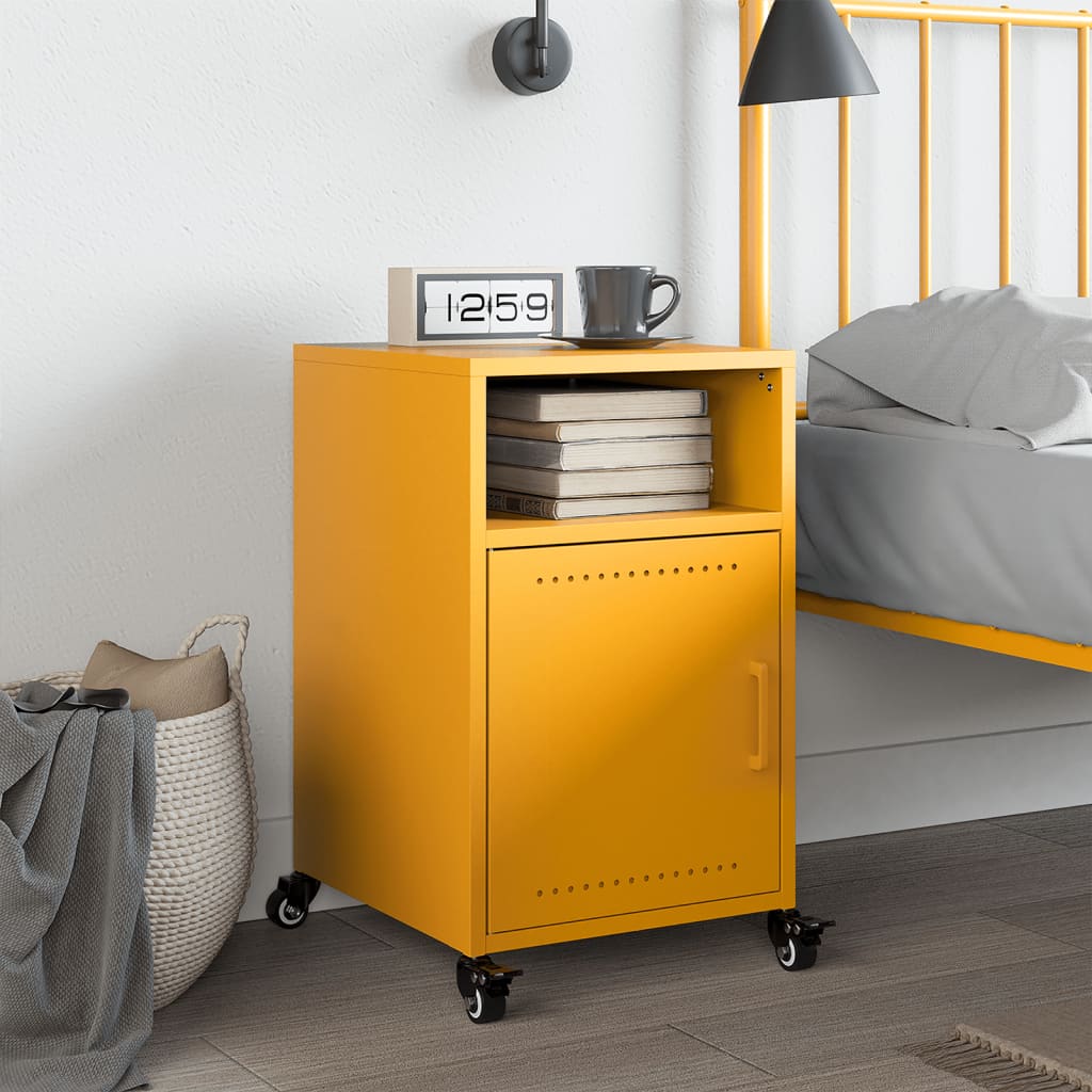 Bedside Cabinet Mustard Yellow 36x39x59 cm Steel