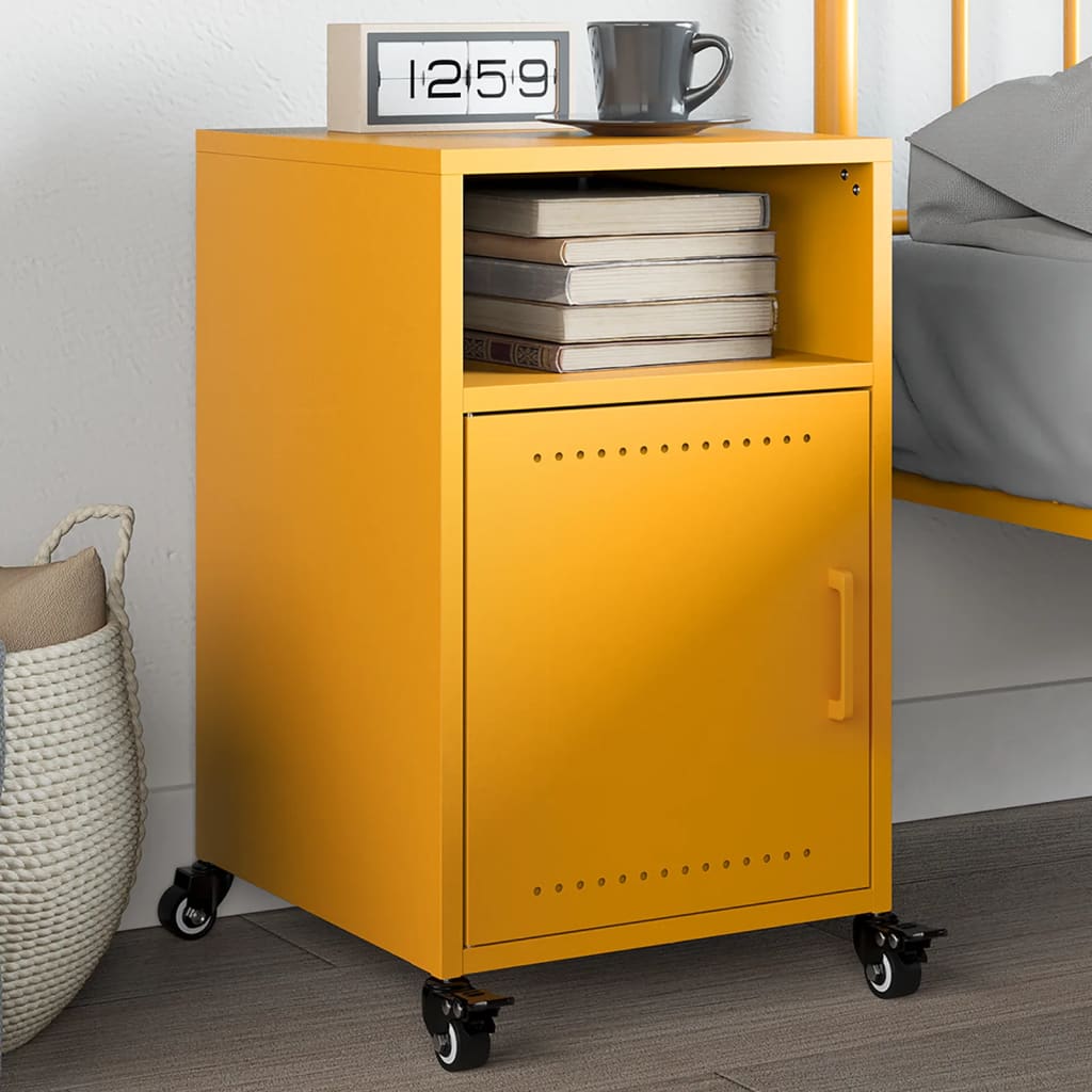 Bedside Cabinet Mustard Yellow 36x39x59 cm Steel