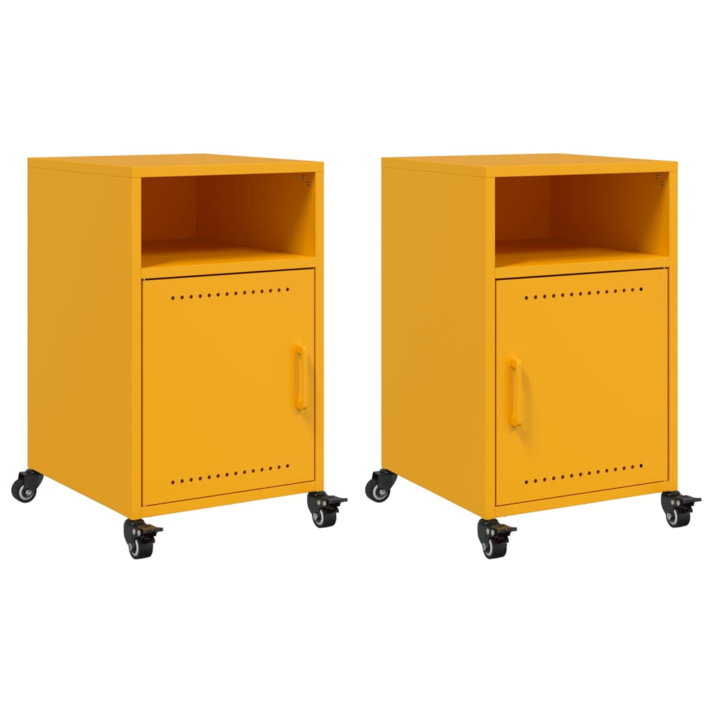 Bedside Cabinets 2 pcs Mustard Yellow 36x39x59 cm Steel